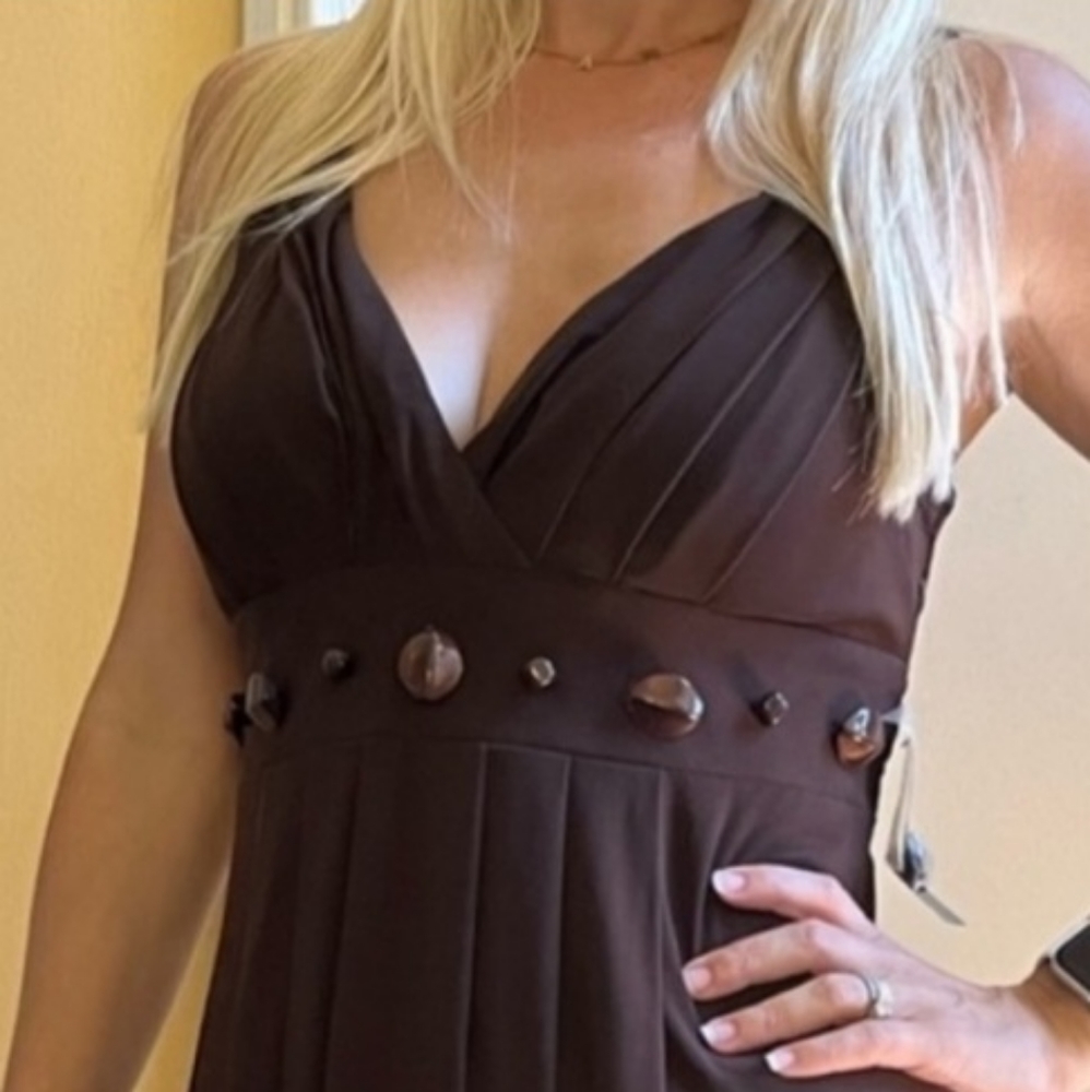 BISOU BISOU BROWN BEADED DRESS